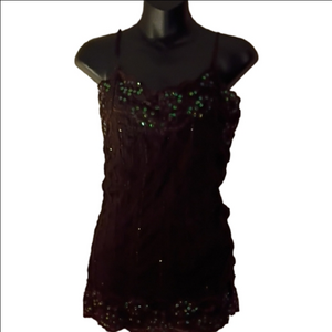 Y2K  Brown Sequined Camisole Top. No Size Tag, See Measurements For Accurate Fit